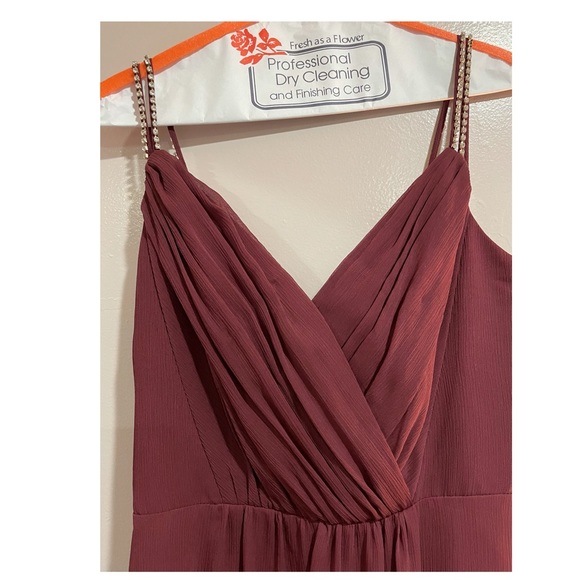 Long Bridesmaid Dress with Beaded Straps - Picture 3 of 4